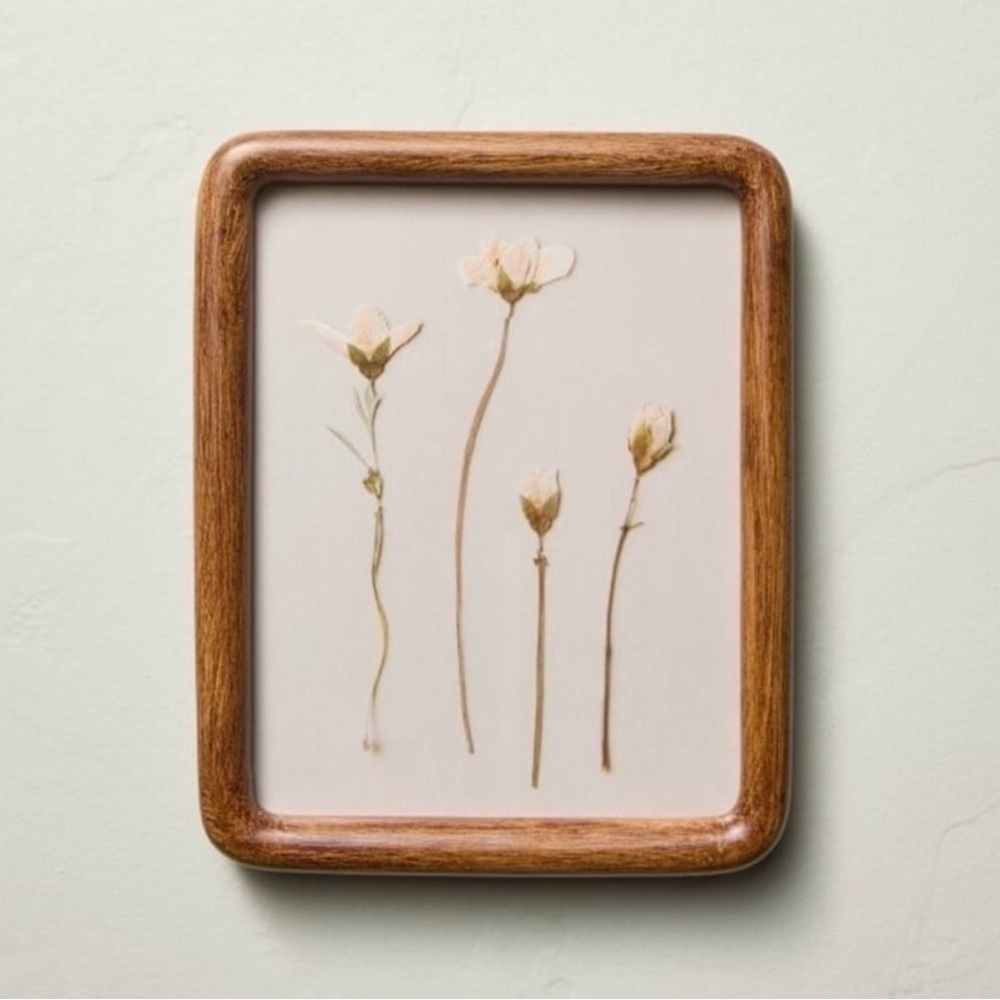 8"x10" Pressed White Flowers Framed Wall Art - Hearth & Hand with Magnolia NEW